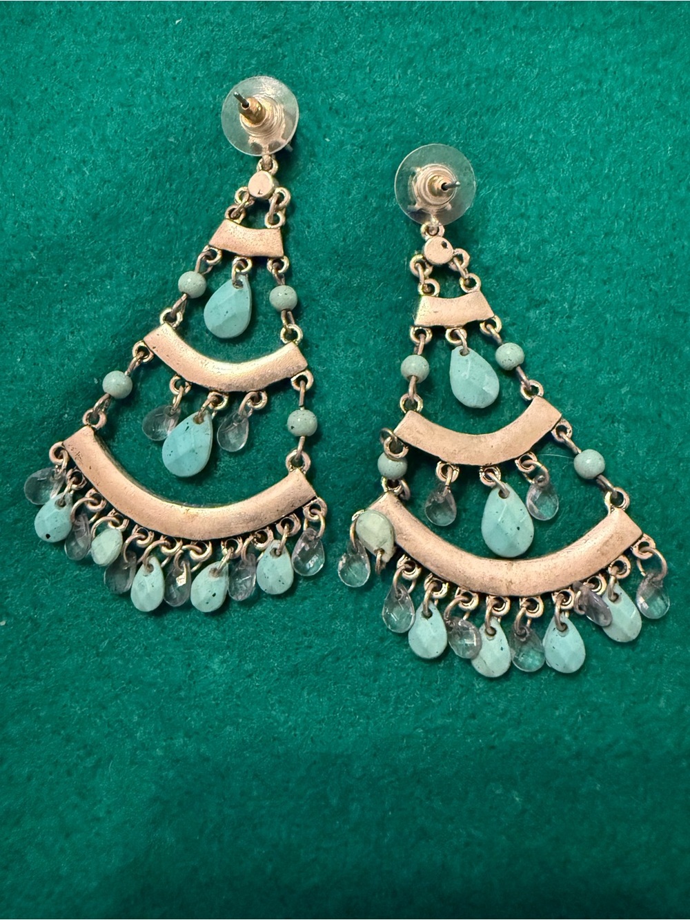 Boho Teardrop Fringe Earrings in Aqua Green - Women Jewelry